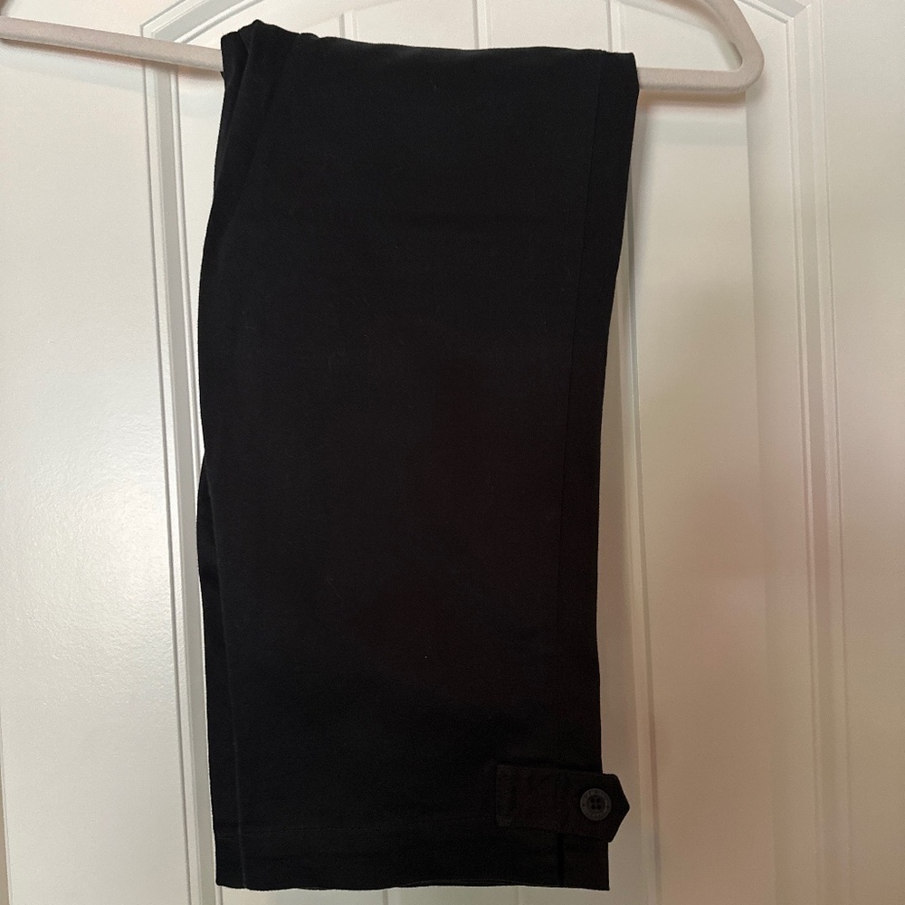 Black Casual Pants - Size 28 - Button Hem Detail